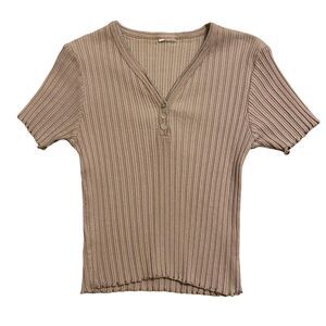 90s 00s minimalist boho ribbed style shirt
